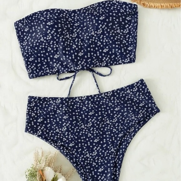 SHEIN Swim Ditsy Floral Bandeau Bikini Poshmark